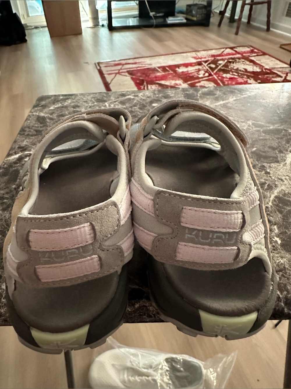 KURU Women Sandals in Pink and Taupe with Green Accents